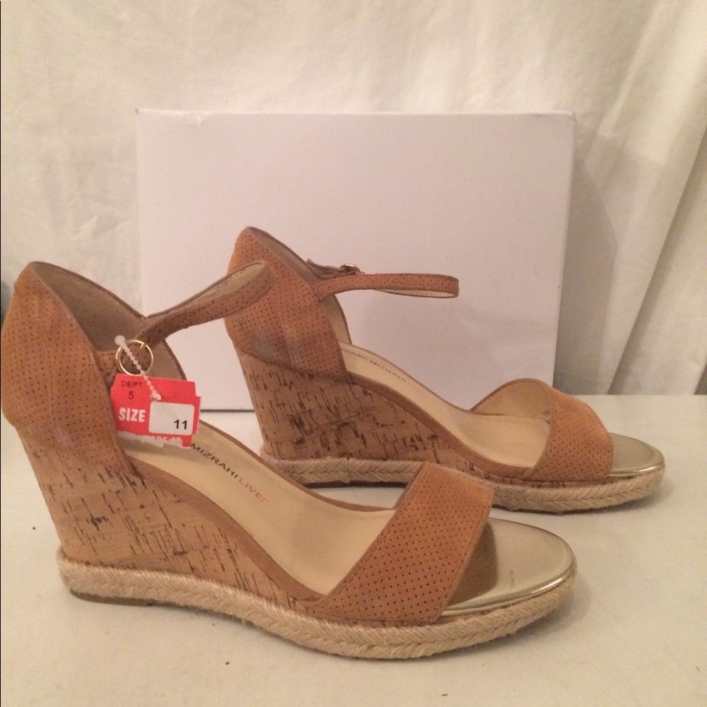 Isaac MizrahiLive tan suede wedges size 8 & size 11 both NEW